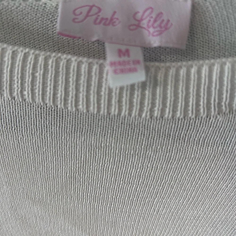 Pink Lily white sweater hearts Valentine’s Day preppy coquette kidcore soft girl - Picture 2 of 6